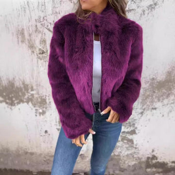 Black Friday Sale:50% OFF Women's High-neck Faux Fur Zipper Casual Jacket